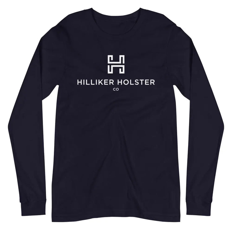 Hilliker Holster Co (White Logo) Unisex Long Sleeve Tee Hilliker Holster Co Navy XS