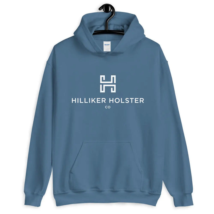 Hilliker Holster Co (white logo) Unisex Hoodie Hilliker Holster Co Indigo Blue S