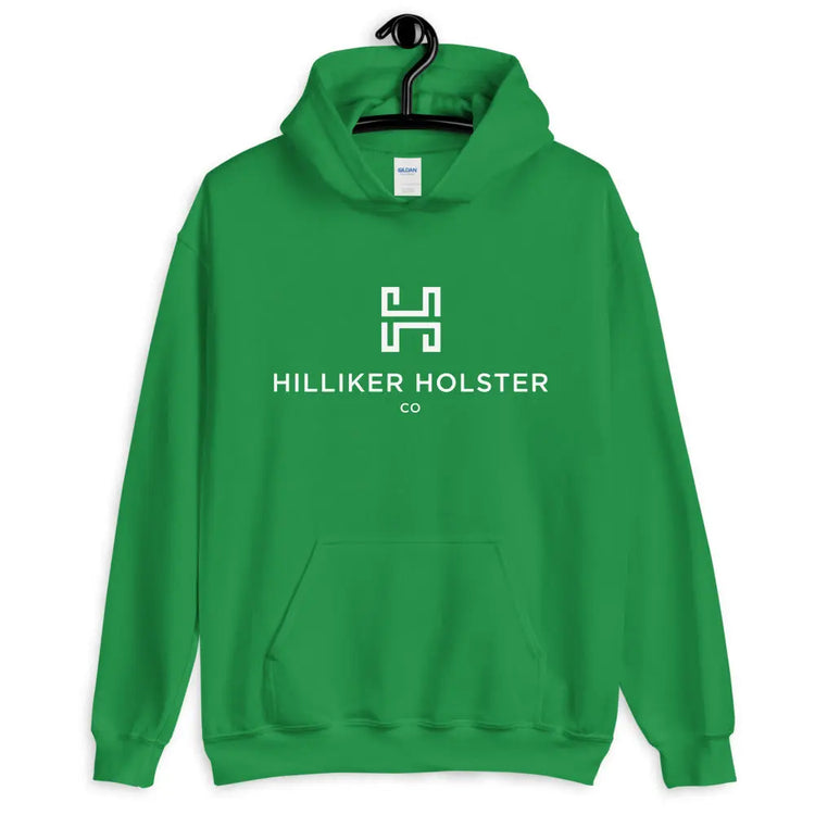 Hilliker Holster Co (white logo) Unisex Hoodie Hilliker Holster Co Irish Green S