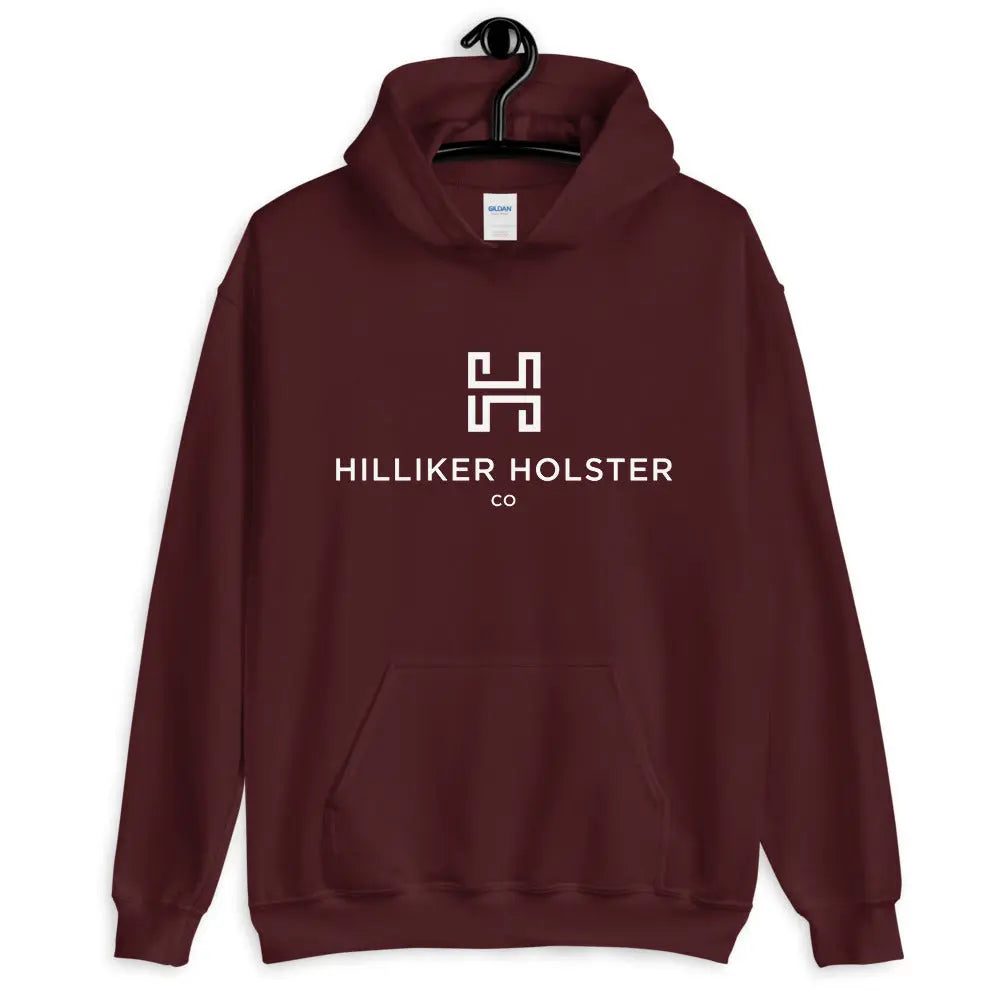 Hilliker Holster Co (white logo) Unisex Hoodie Hilliker Holster Co Maroon S