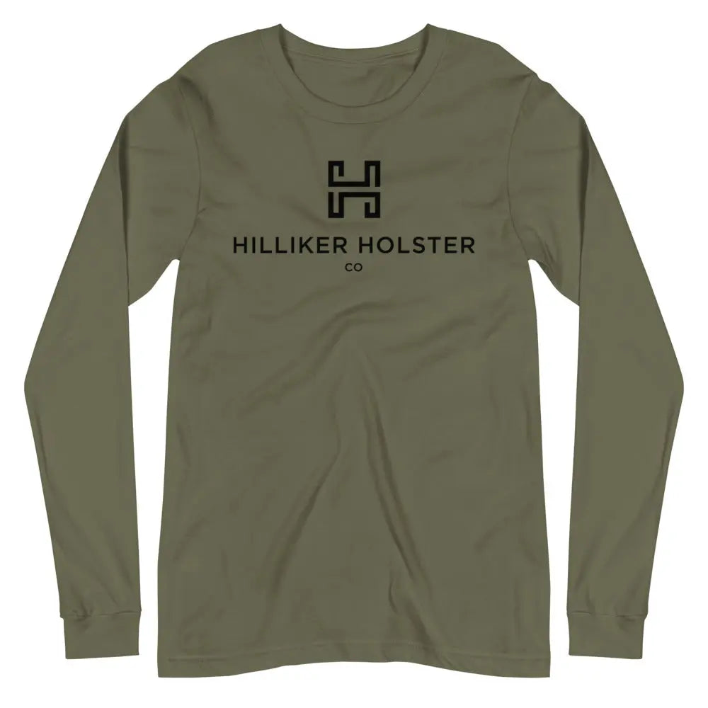 Hilliker Holster Co (Black Logo) Unisex Long Sleeve Tee Hilliker Holster Co Military Green XS