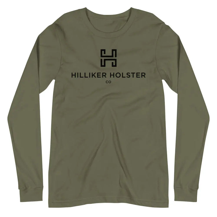 Hilliker Holster Co (Black Logo) Unisex Long Sleeve Tee Hilliker Holster Co Military Green XS
