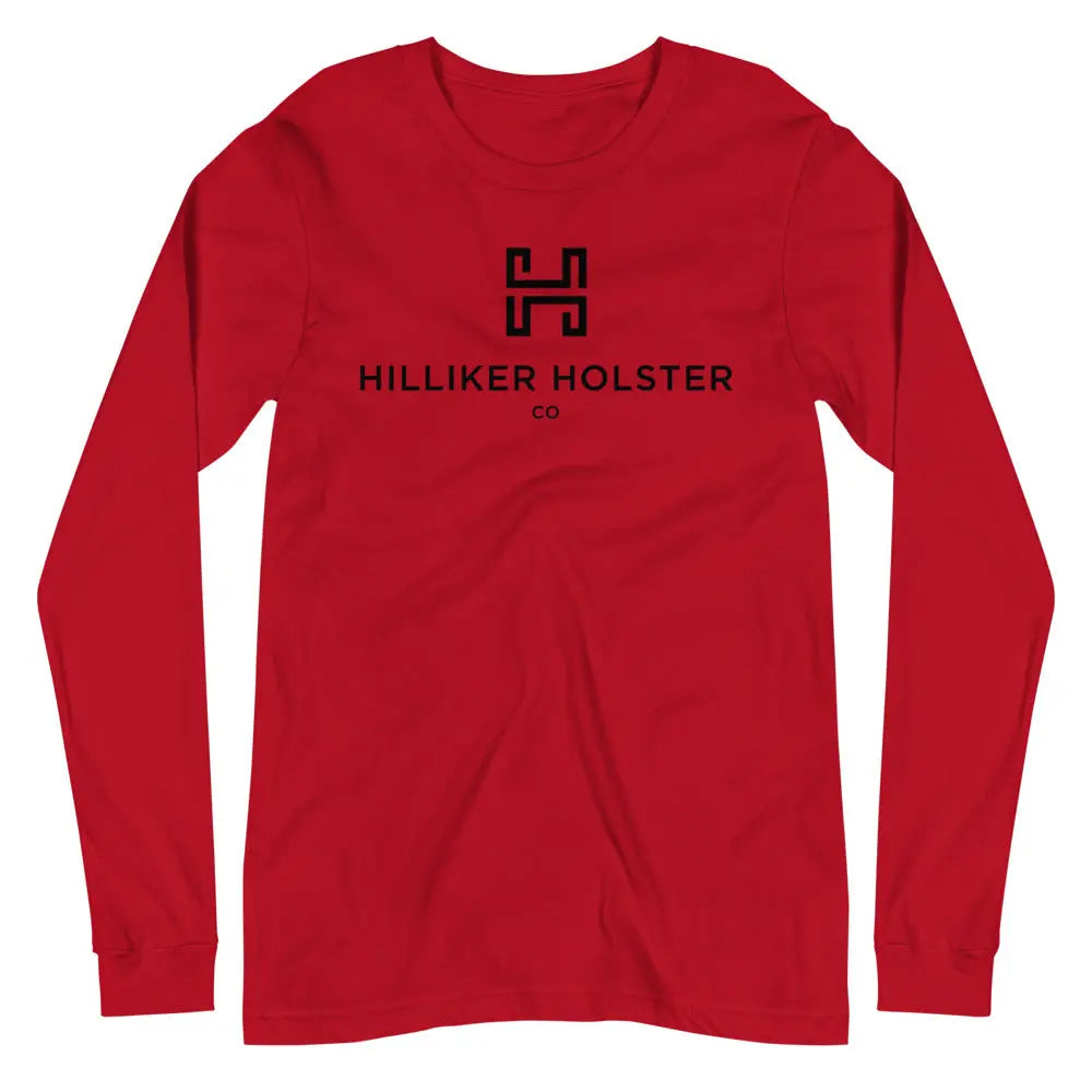 Hilliker Holster Co (Black Logo) Unisex Long Sleeve Tee Hilliker Holster Co Red XS