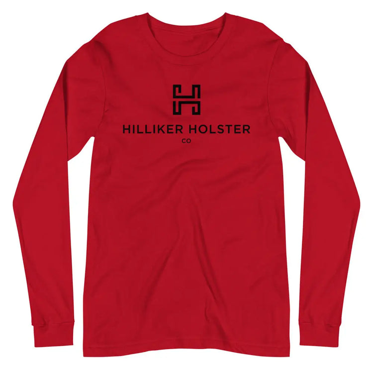 Hilliker Holster Co (Black Logo) Unisex Long Sleeve Tee Hilliker Holster Co Red XS