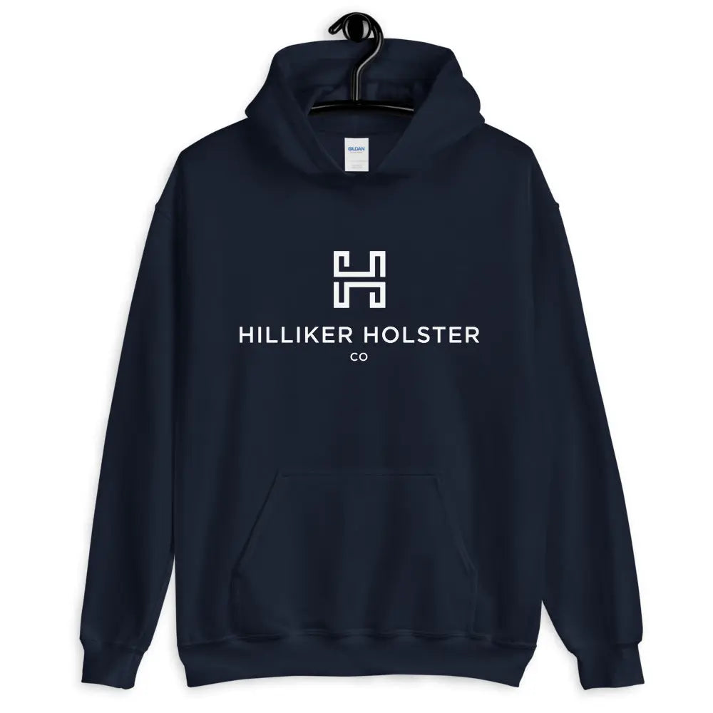 Hilliker Holster Co (white logo) Unisex Hoodie Hilliker Holster Co Navy S