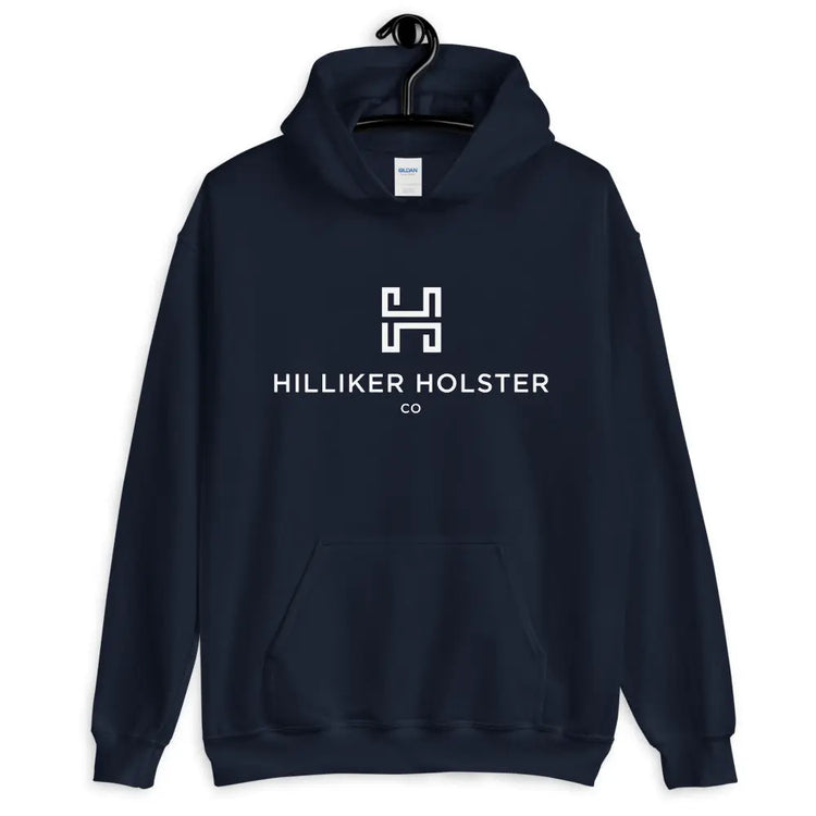 Hilliker Holster Co (white logo) Unisex Hoodie Hilliker Holster Co Navy S