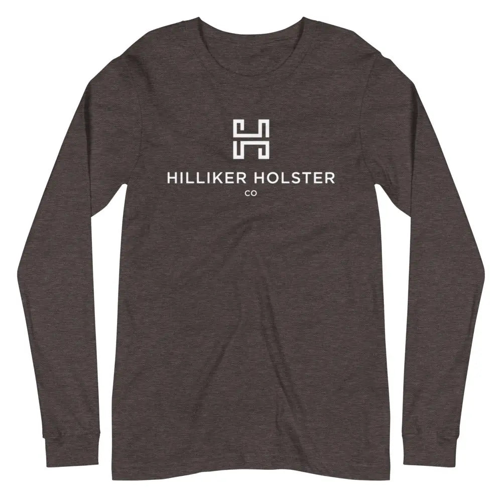 Hilliker Holster Co (White Logo) Unisex Long Sleeve Tee Hilliker Holster Co Dark Grey Heather XS