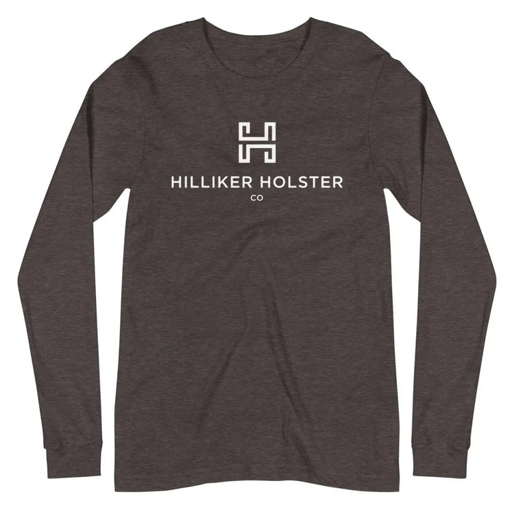 Hilliker Holster Co (White Logo) Unisex Long Sleeve Tee Hilliker Holster Co Dark Grey Heather XS