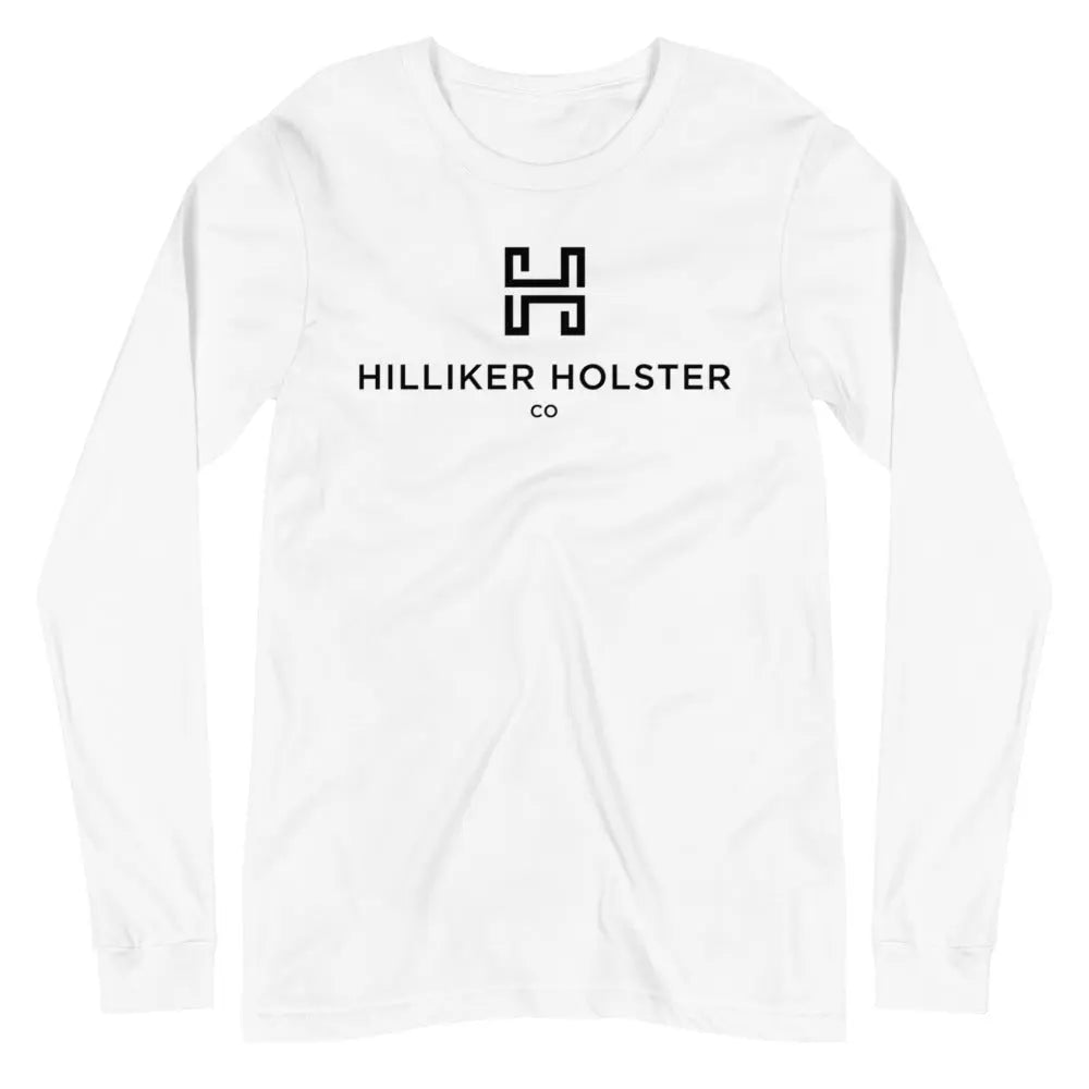 Hilliker Holster Co (Black Logo) Unisex Long Sleeve Tee Hilliker Holster Co White XS