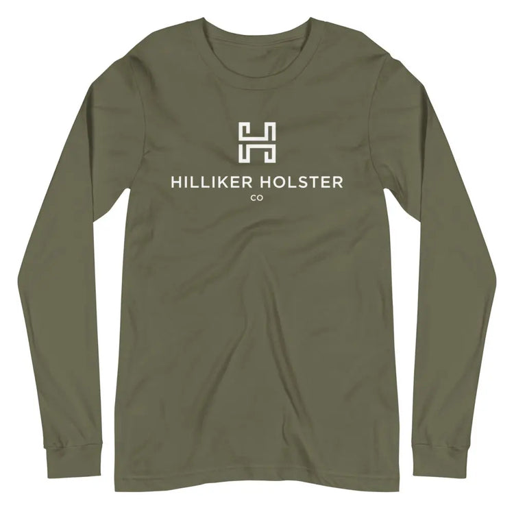 Hilliker Holster Co (White Logo) Unisex Long Sleeve Tee Hilliker Holster Co Military Green XS