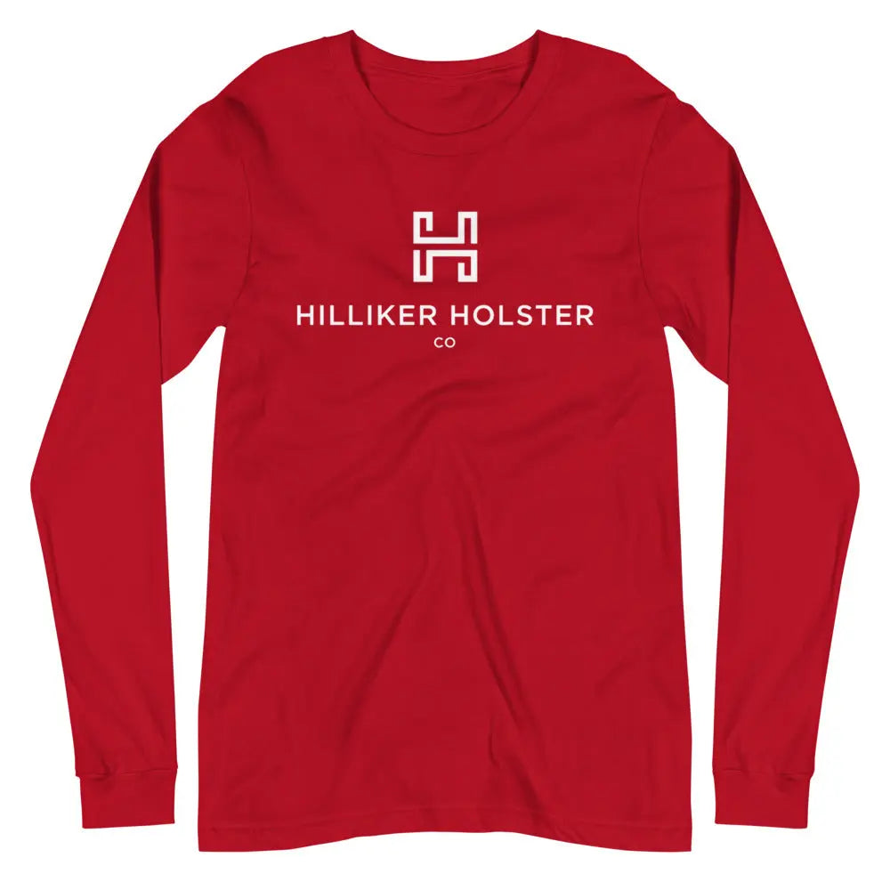 Hilliker Holster Co (White Logo) Unisex Long Sleeve Tee Hilliker Holster Co Red XS