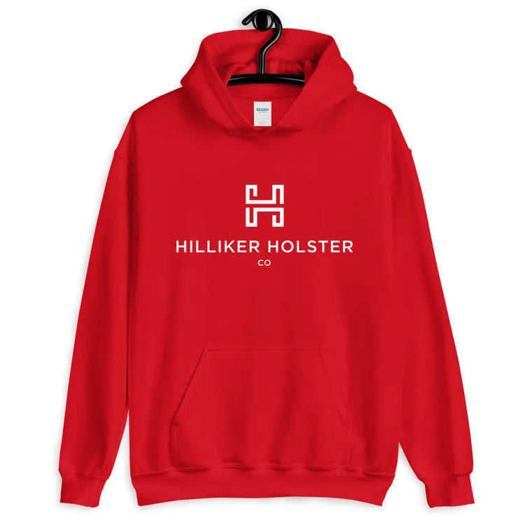 Hilliker Holster Co (white logo) Unisex Hoodie Hilliker Holster Co Red S