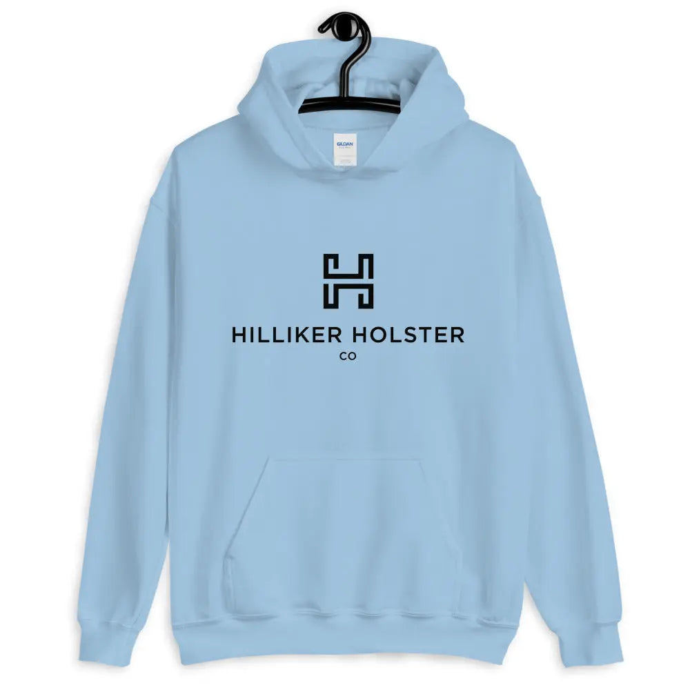 Hilliker Hol Co (black logo)Unisex Hoodie Hilliker Holster Co Light Blue S
