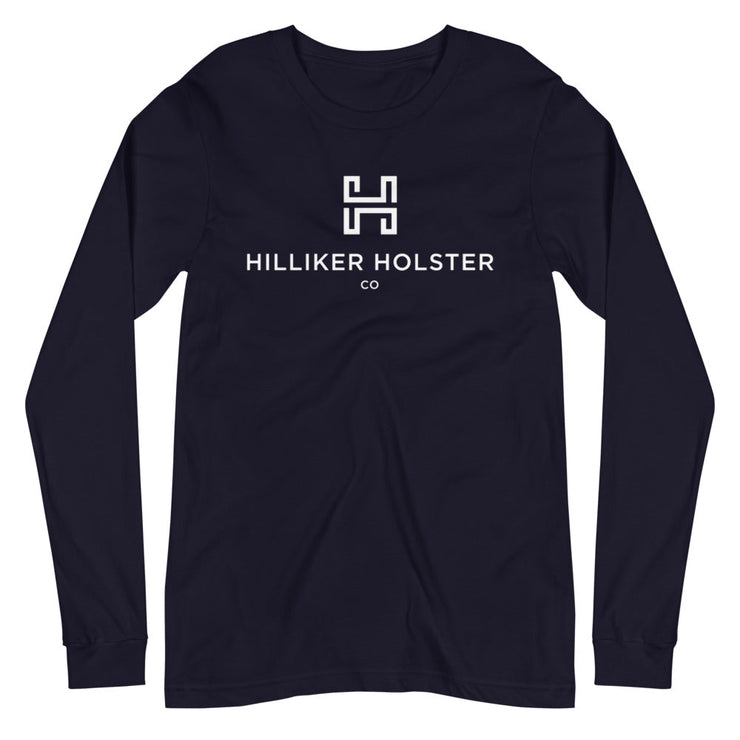 Hilliker Holster Co (White Logo) Unisex Long Sleeve Tee Hilliker Holster Co Navy XS 