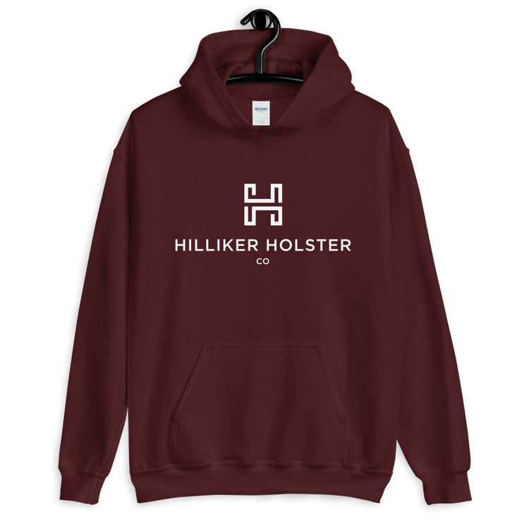Hilliker Holster Co (white logo) Unisex Hoodie Hilliker Holster Co Maroon S 