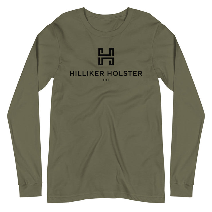 Hilliker Holster Co (Black Logo) Unisex Long Sleeve Tee Hilliker Holster Co Military Green XS 