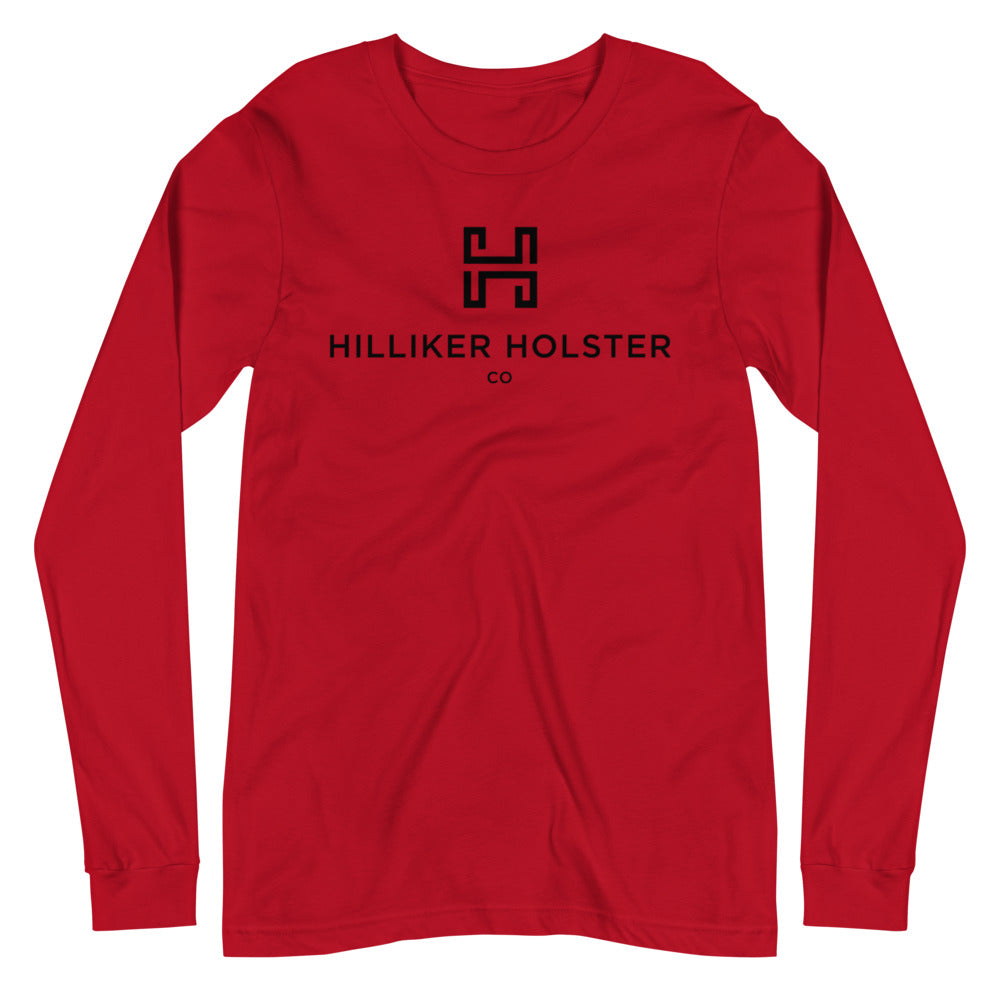Hilliker Holster Co (Black Logo) Unisex Long Sleeve Tee Hilliker Holster Co Red XS 