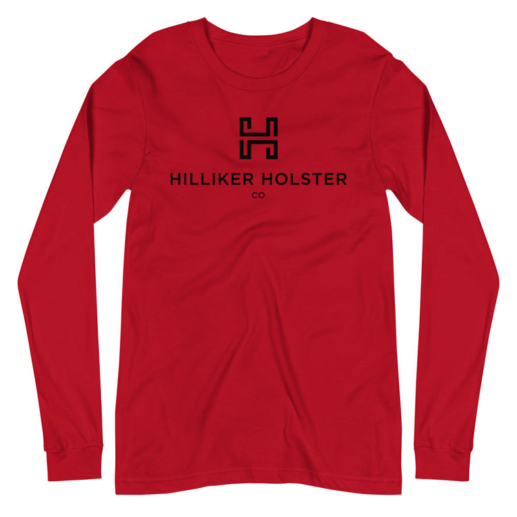 Hilliker Holster Co (Black Logo) Unisex Long Sleeve Tee Hilliker Holster Co Red XS 