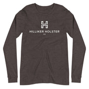 Hilliker Holster Co (White Logo) Unisex Long Sleeve Tee Hilliker Holster Co Dark Grey Heather XS 