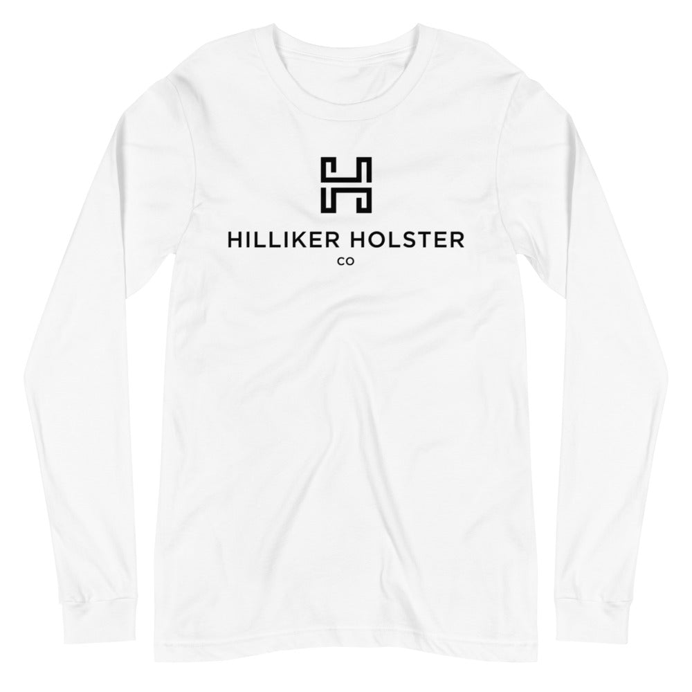 Hilliker Holster Co (Black Logo) Unisex Long Sleeve Tee Hilliker Holster Co White XS 