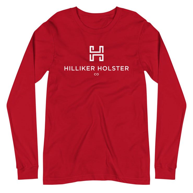 Hilliker Holster Co (White Logo) Unisex Long Sleeve Tee Hilliker Holster Co Red XS 